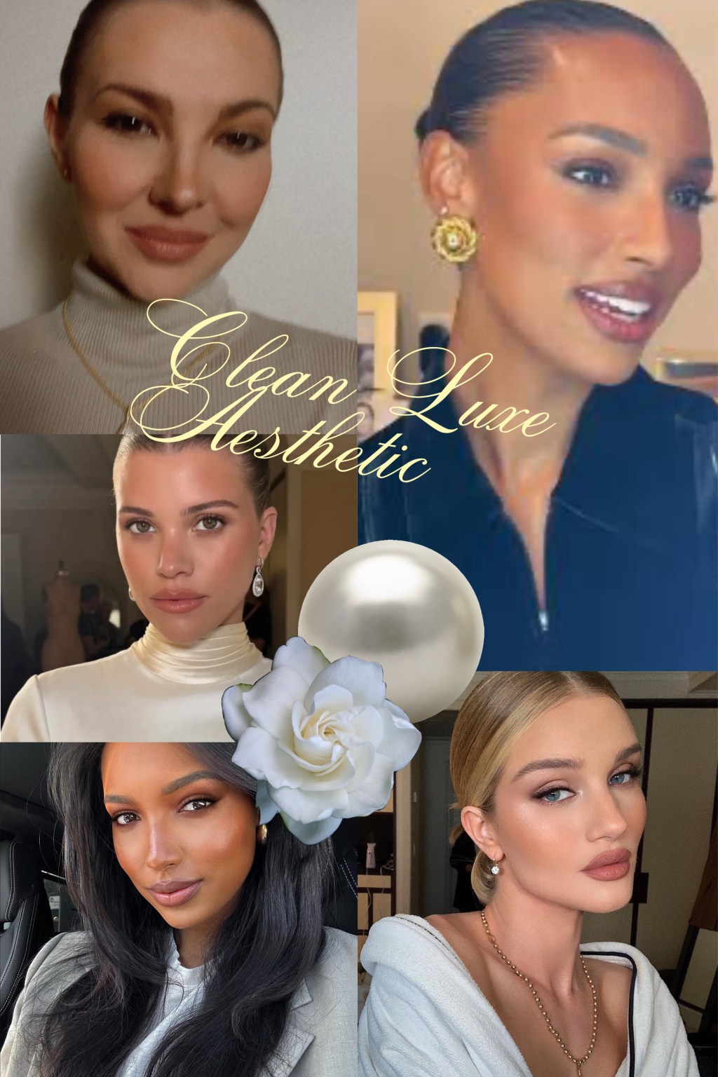 A collage of the Clean Luxe Aesthetic created by Mischaela Elkins de Valerga